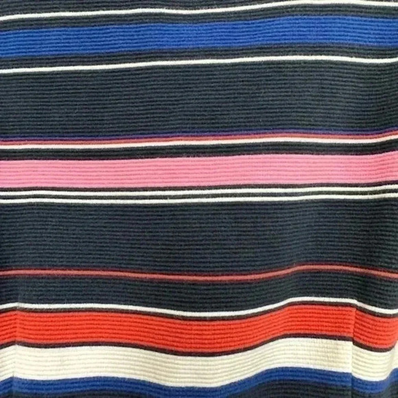 Lands End Sleeveless Ponte Sheath Midi Dress Aurora Ribbed Stripe Size 10 Petite - Picture 6 of 11